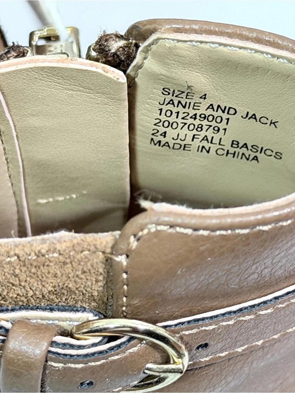 Janie and Jack Brown Leather Ankle Boots with Buckle